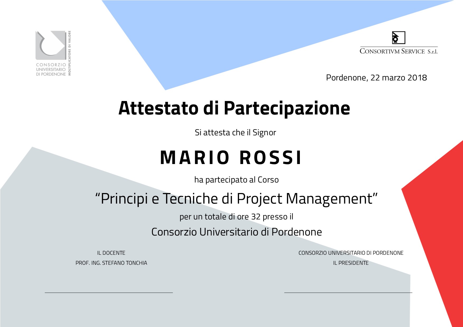 Corso Project Management Consortium Service