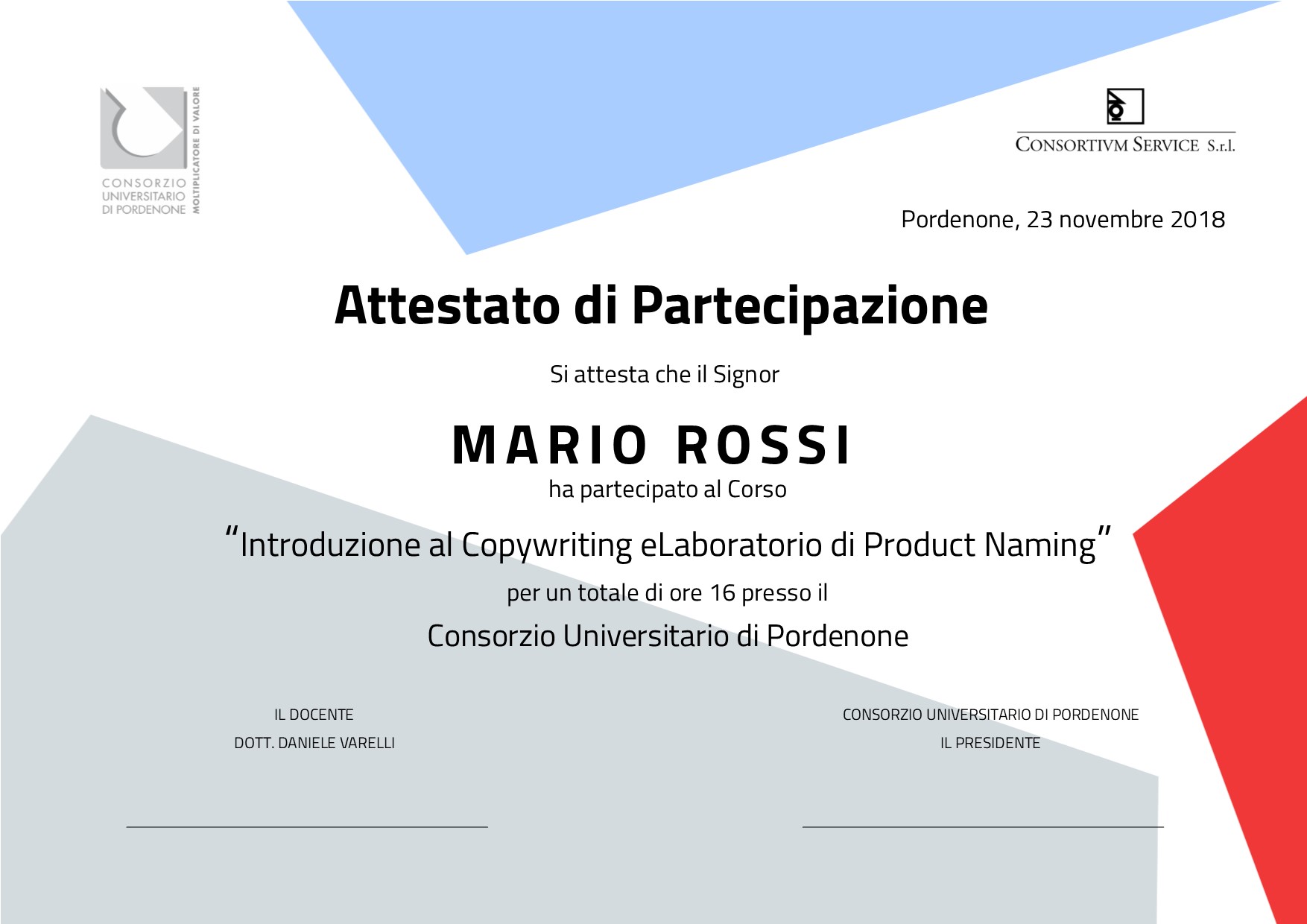 Corso Corso Introduzione al Copywriting e Laboratorio di Product Naming Consortium Service