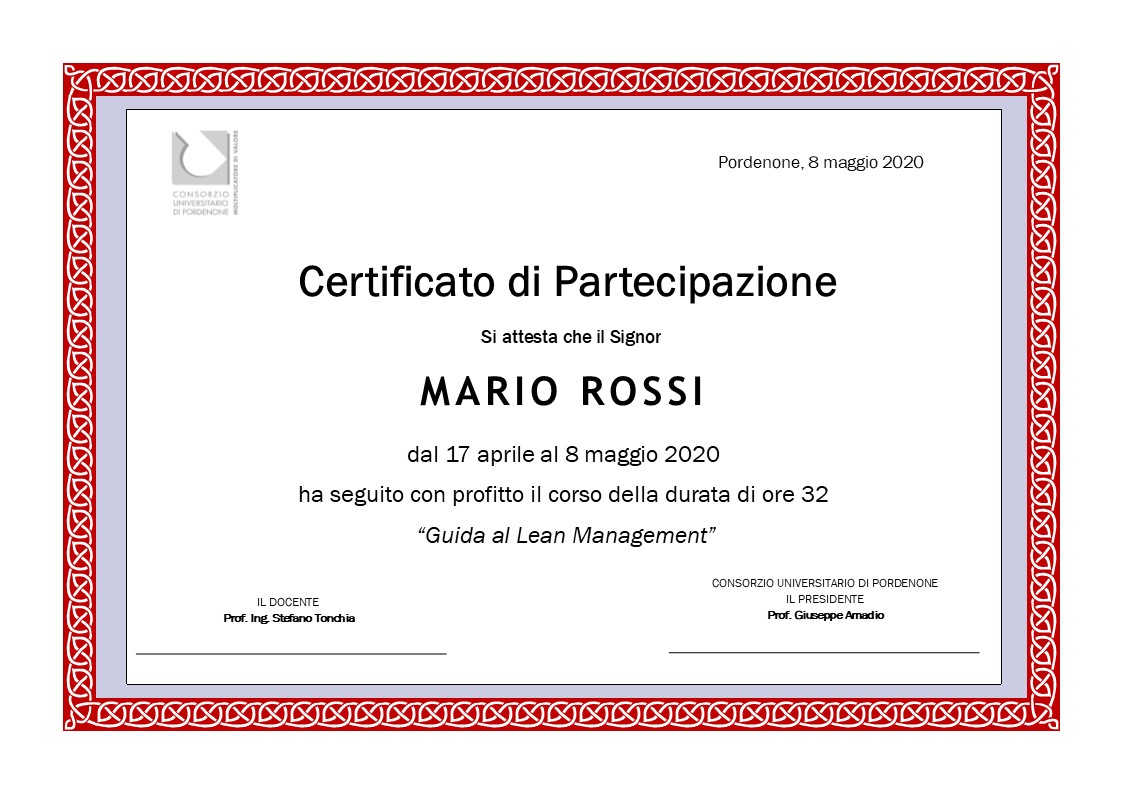 Corso Lean Management Consortium Service